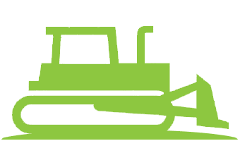 Icon of bulldozer and border at bottom