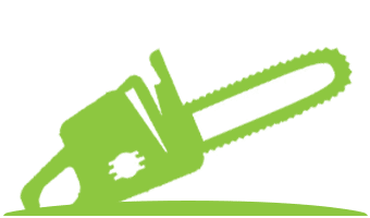 Icon of chain saw and border at bottom